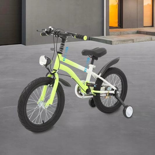 16" (41 cm) geltonas vaikiškas dviratis su apšvietimu