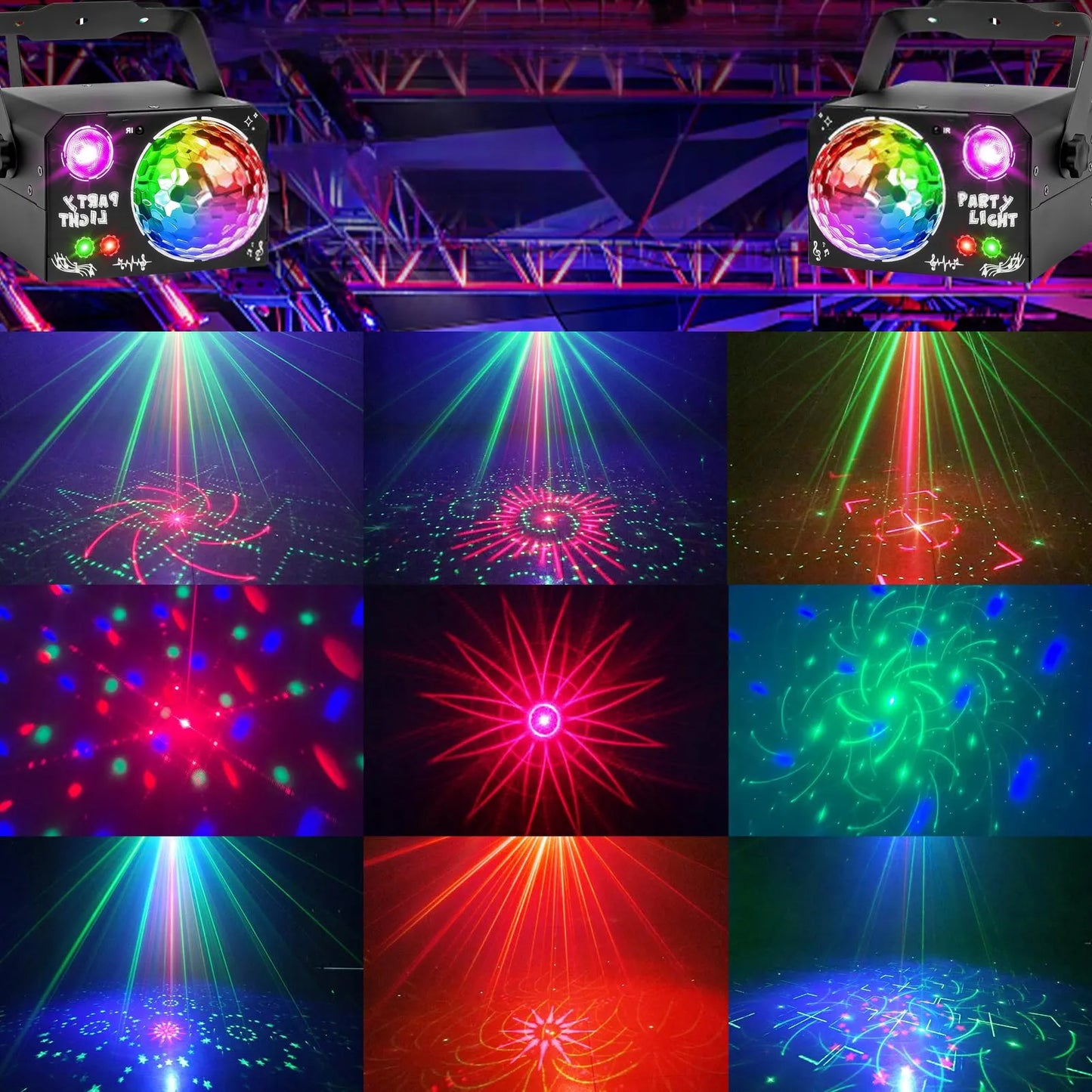4 viename LED diskotekos lazerinis šviestuvas su nuotolinio valdymo pultu modelis TYUHG