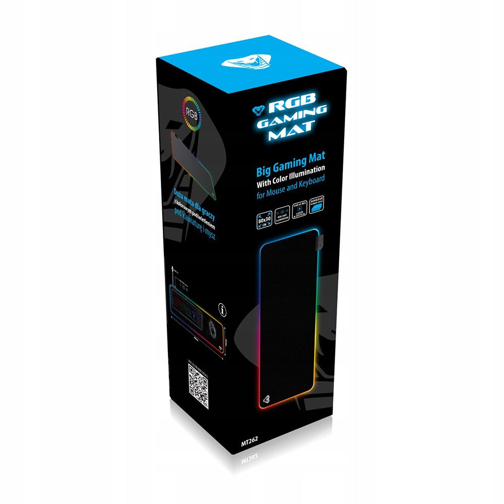 RGB GAMING MAT Didelis žaidėjo kilimėlis su spalvotu RGB apšvietimu