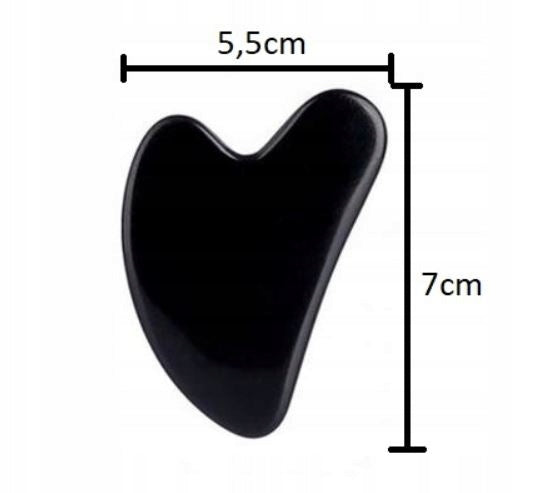 Veido masažuoklis Gua Sha akmuo, juodas nefrito volelis, dovanų rinkinys