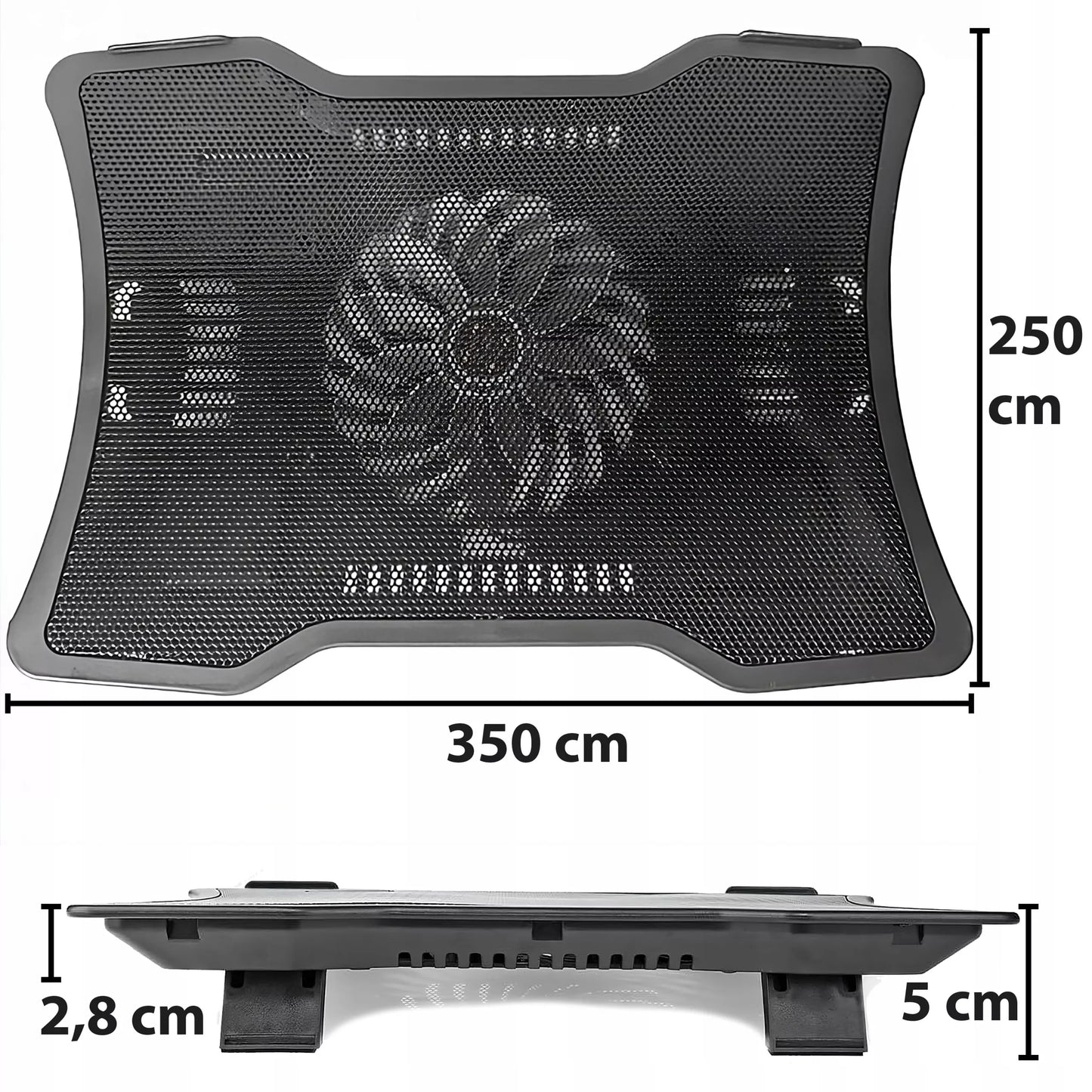 Nešiojamo kompiuterio aušinimo stovas su LED, USB, reguliuojamas, tylus