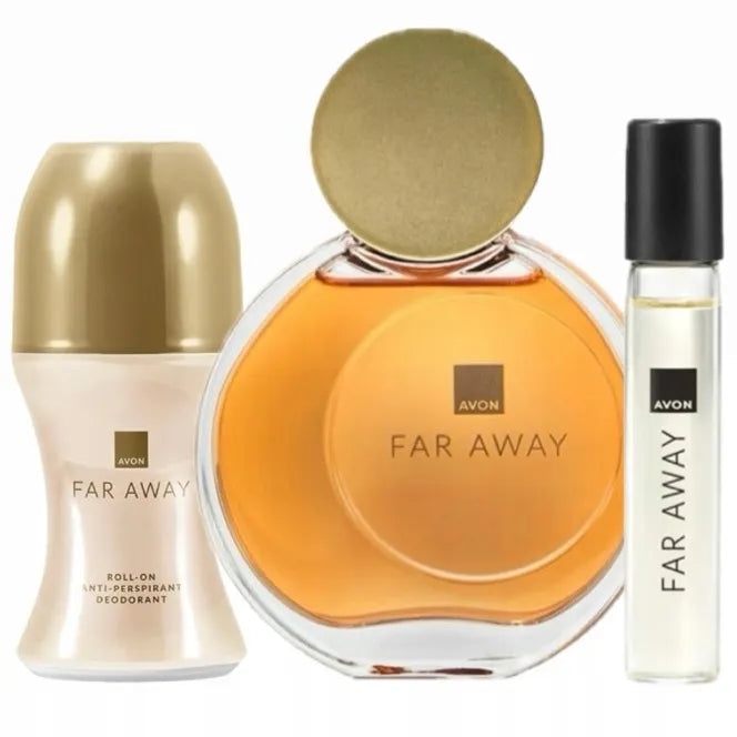 AVON rinkinys Far Away 3in1 kvepalai + dezodorantas + kvepalai mini pakuotėje