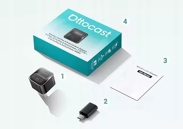 Automobilinis adapteris Ottocast Mini Core Wi-Fi 6 BT 5.4 CarPlay Android Auto