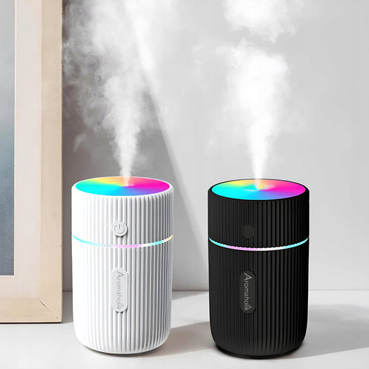 Baltas USB automobilinis aromato difuzorius - Oro drėkintuvas LED + Aliejus