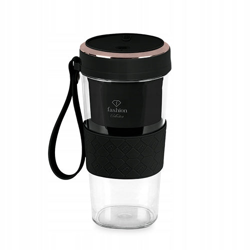 Nešiojamas Belaidis USB Blenderis Kokteiliams FTV-0176, 400 ml, Juodas su Rausvai Auksiniu Akcentu