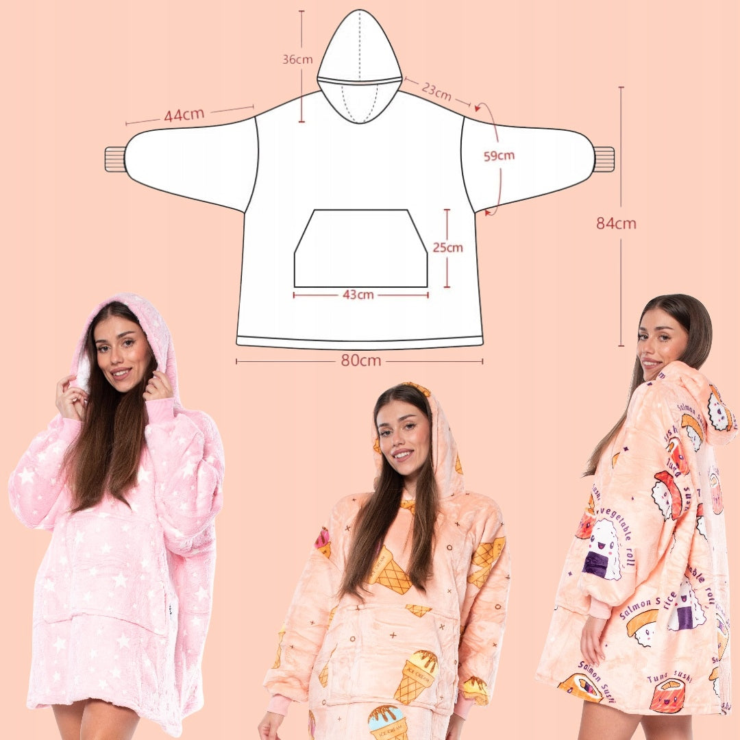 2 viename pledas-bliuzonas Oversize su kapišonu Storos Sherpa medžiagos Oranžinis Šunys