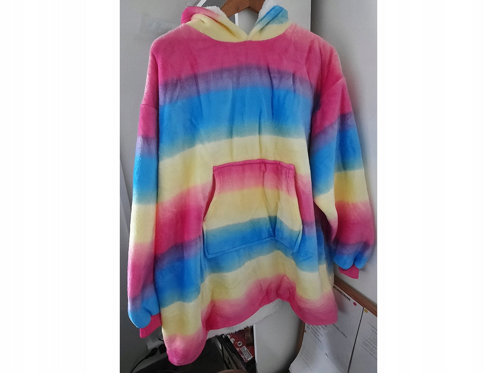 Šilta, storo dirbtinio kailio oversize XXL dydžio 2-in-1 džemperis-antklodė