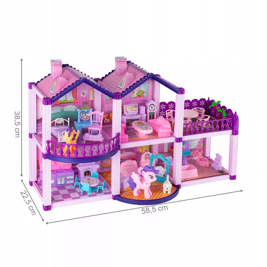 Lėlių namelis poniams VILLA arkliai šuo baldai poniams vaikams rožinis