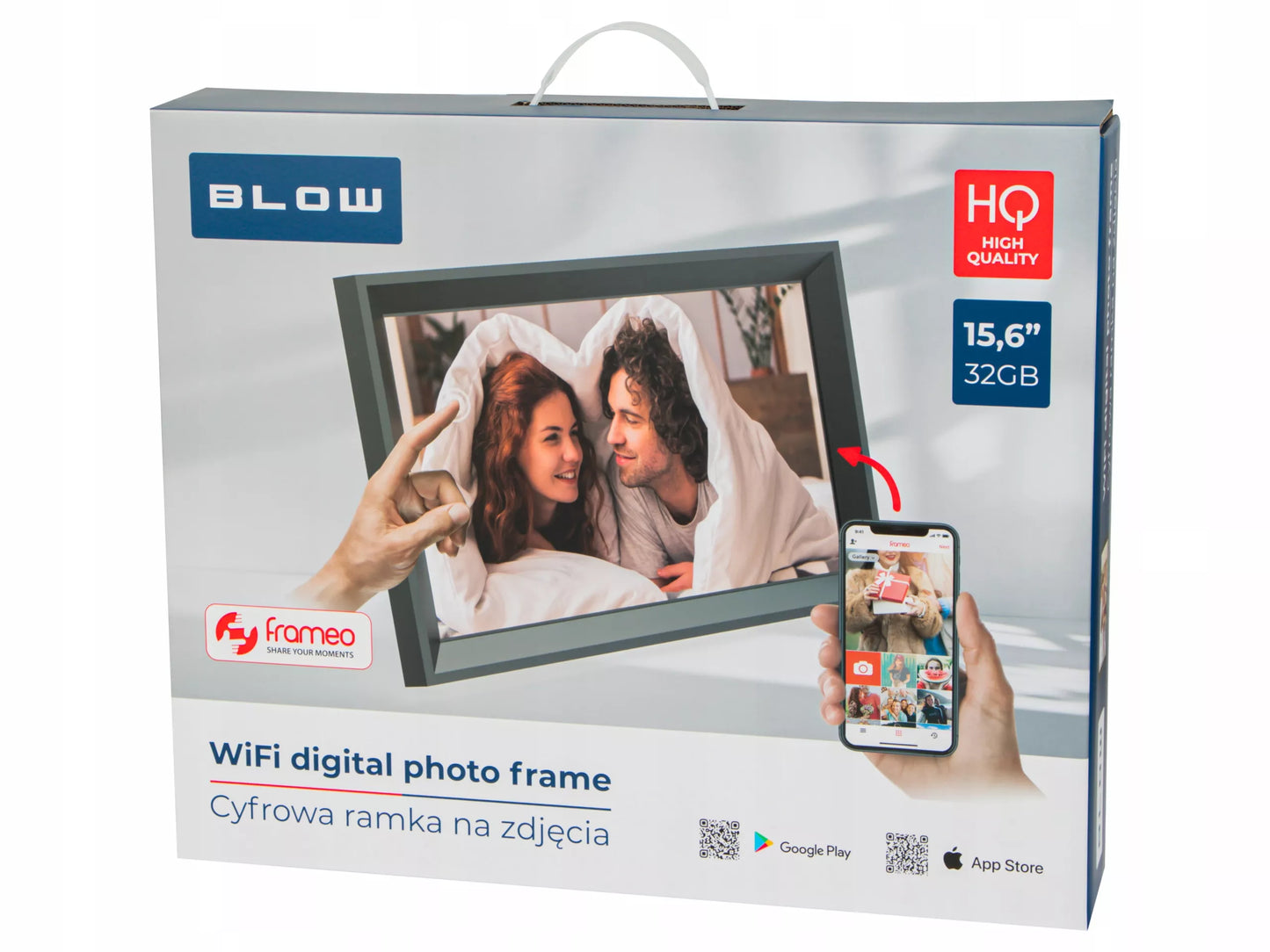 Didelis skaitmeninis fotokadras 15,6 colių „FRAMEO“ – jutiklinis, WiFi, 32 GB