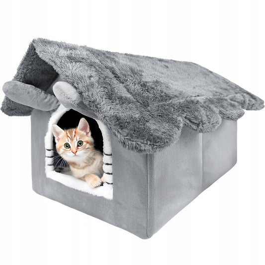 Katės namelis, pliušinė lova, jaukus guolis, minkšta pagalvėlė, būdelė Mersjo