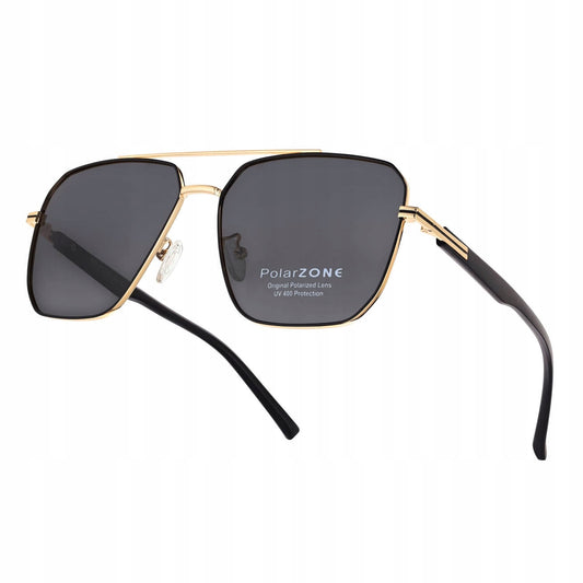 Vyriški Aviator stiliaus saulės akiniai, poliarizuoti, juodi su auksiniais akcentais