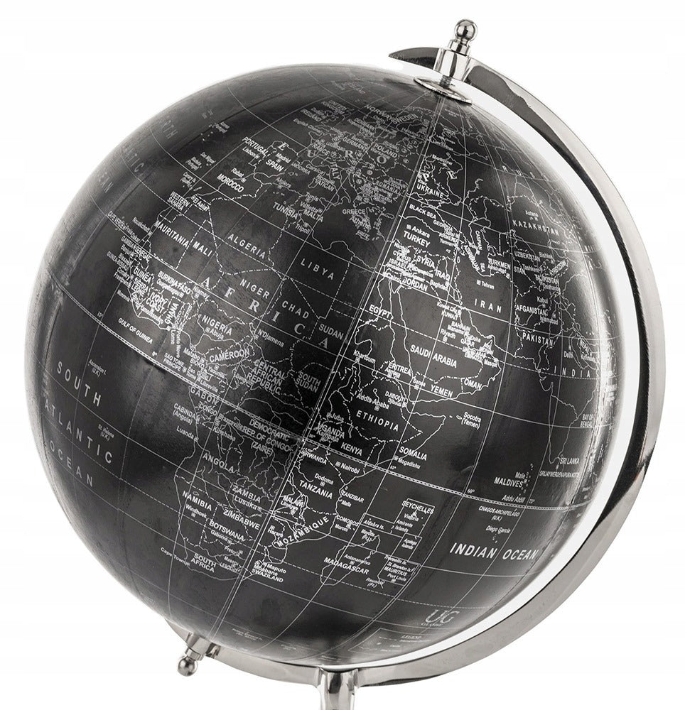 Elegantiškas metalinis juodo ir sidabro dizaino gaublys