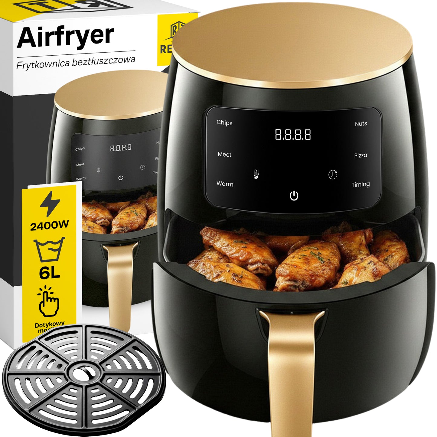 Beriebalinė Keptuvė Air Fryer 6L, 2400W Galingas Orkaitė-Keptuvė