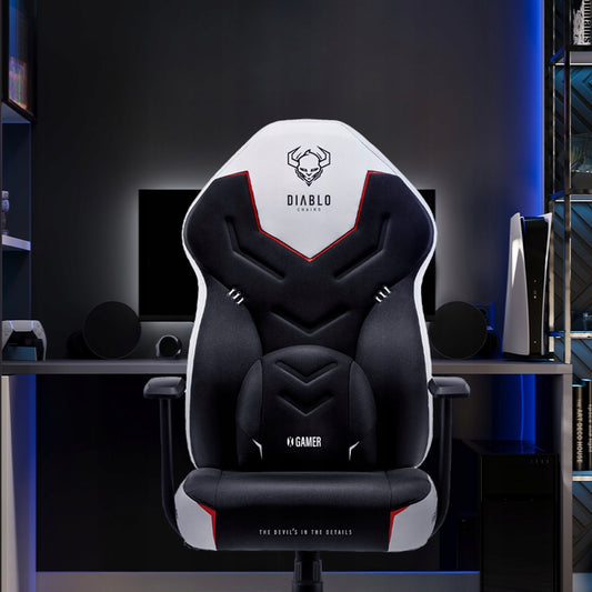 Žaidimų kėdė medžiaginė sukamoji Diablo X-Gamer Normalaus dydžio: Sniego baltumo