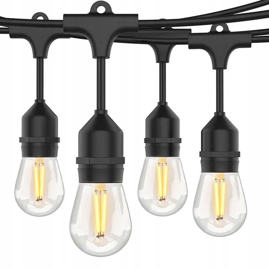 Lauko sodo girlianda šviesos grandinėlė 20 m + 20x E27 LED lemputė