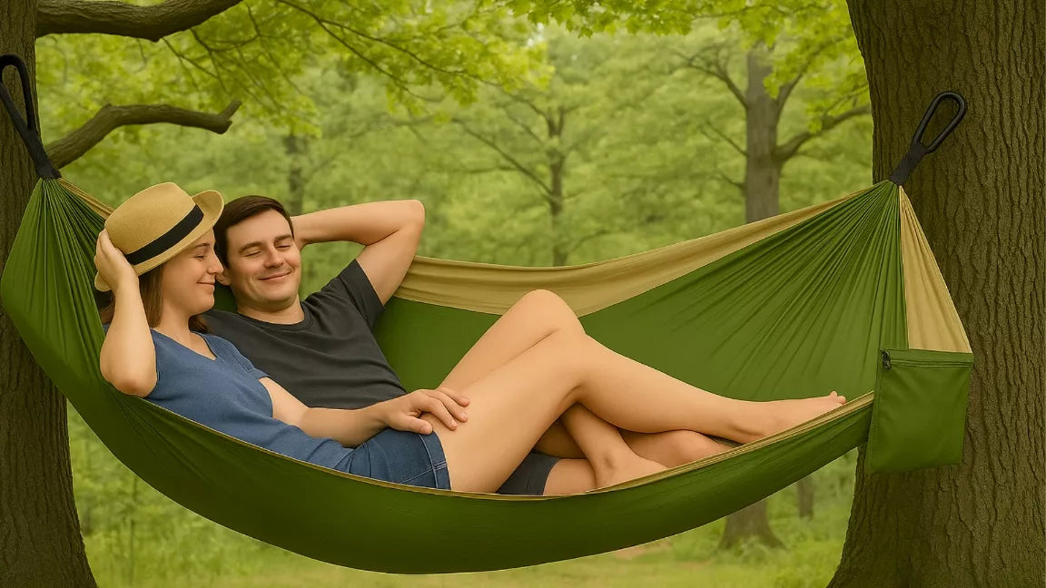 Hamakas dvigubas suūpuoklė – lengvas, patvarus, greitas surinkimas