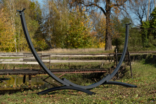 Vienvietis hamakas su plieniniu rėmu, klasikinis sodo hamakas