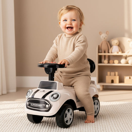 Vaikiškas paspiriama automobilis "GO GO", skirtas metukų proga automobilis-stūmikas su garsu ir atlošu