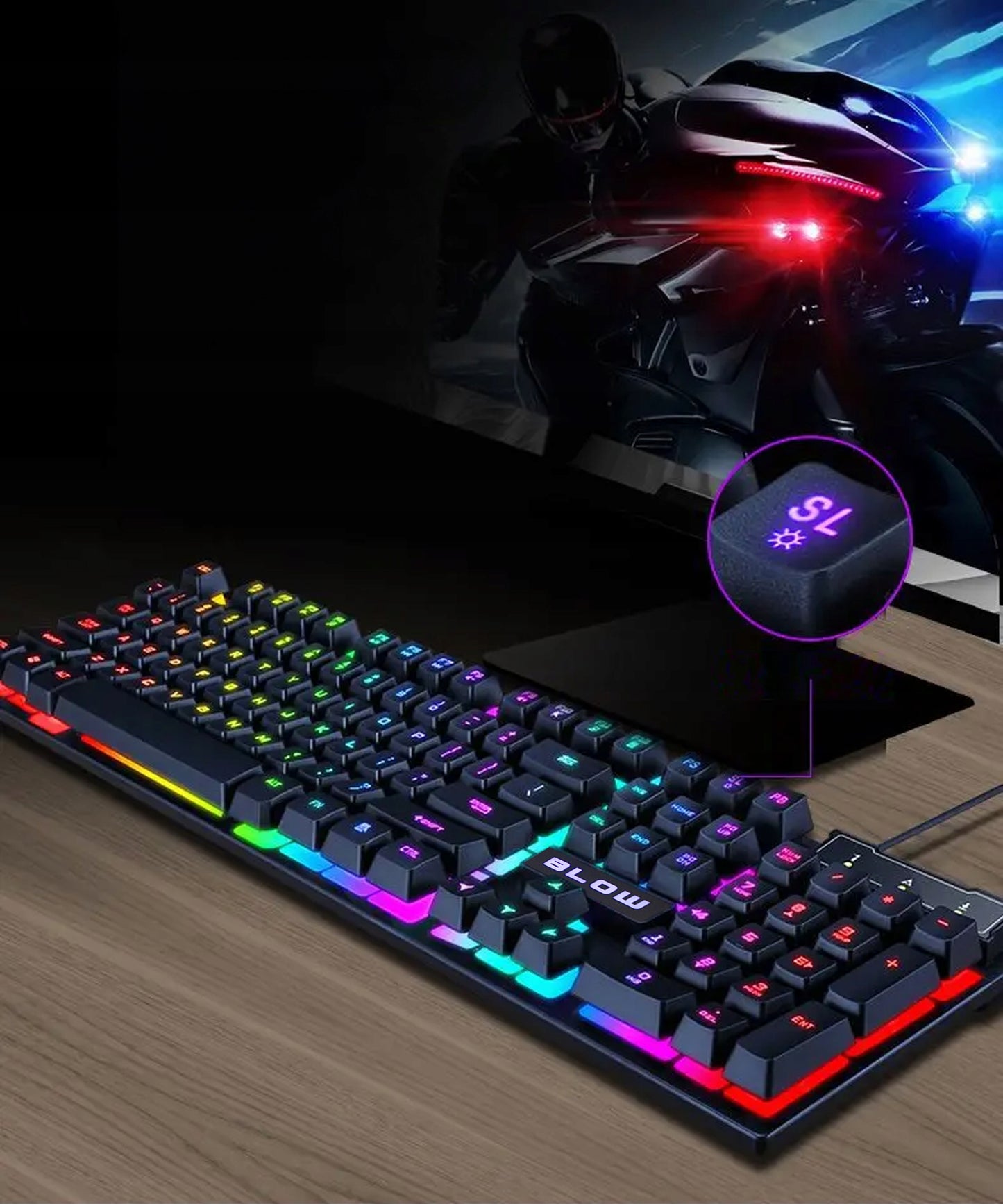 Žaidimų klaviatūra ir pelė RGB profesionaliems žaidėjams USB LED apšvietimu