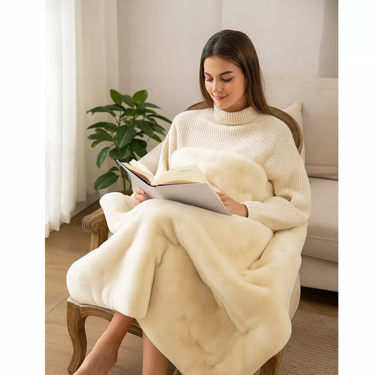 Baltas pliušinis pledas 160×100 cm, minkštas ir šiltas