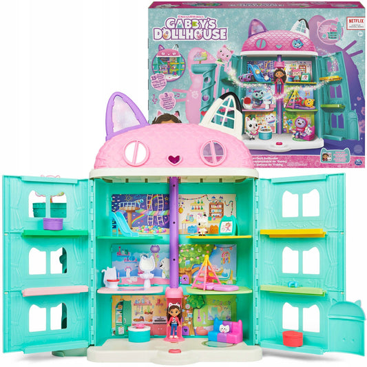 GABBY'S DOLLHOUSE interaktyvus kačių namelis Gabi, didelis 60 cm, su Panduś figūrėlėmis