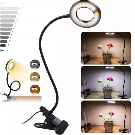 LED KNYGŲ SKAITYMO LEMPUTĖ, NAKTINĖ, STALINĖ, BELAIDĖ USB SU KLIPSU