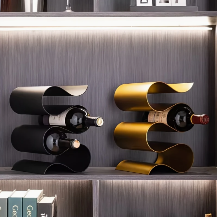 S-shaped wine bottle holder
