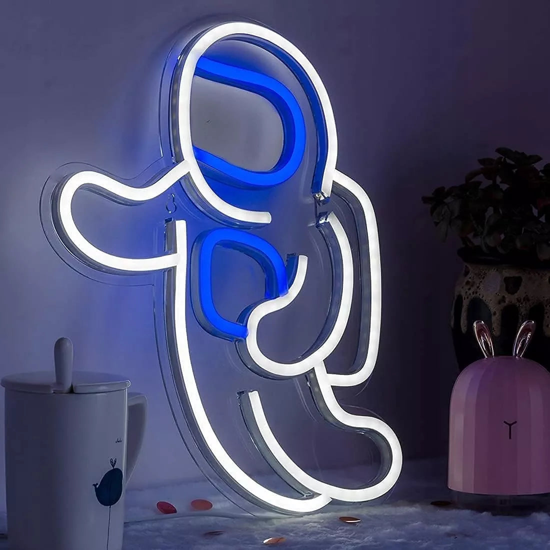 Neoninė LED lempa ant sienos, Astronautas, naktinė lemputė USB 5V