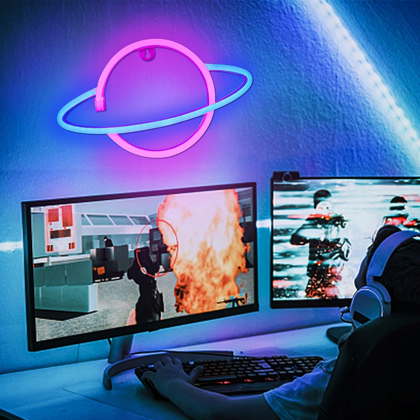 Neoninė LED sieninė lempa Naktinė lemputė Planeta Jupiter USB 5V SuperLED