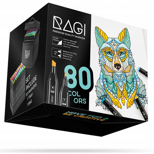 MARKERY ALKOHOLOWE 80 Mazaki Flamastry Pisaki Dvipusiai + STOVAS DĖKLAS