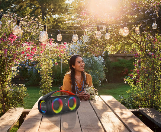 Galingas Bluetooth garsiakalbis Nešiojamas Boombox su mikrofonu, nuotolinio valdymo pulteliu, USB, SD, FM, KARAOKE