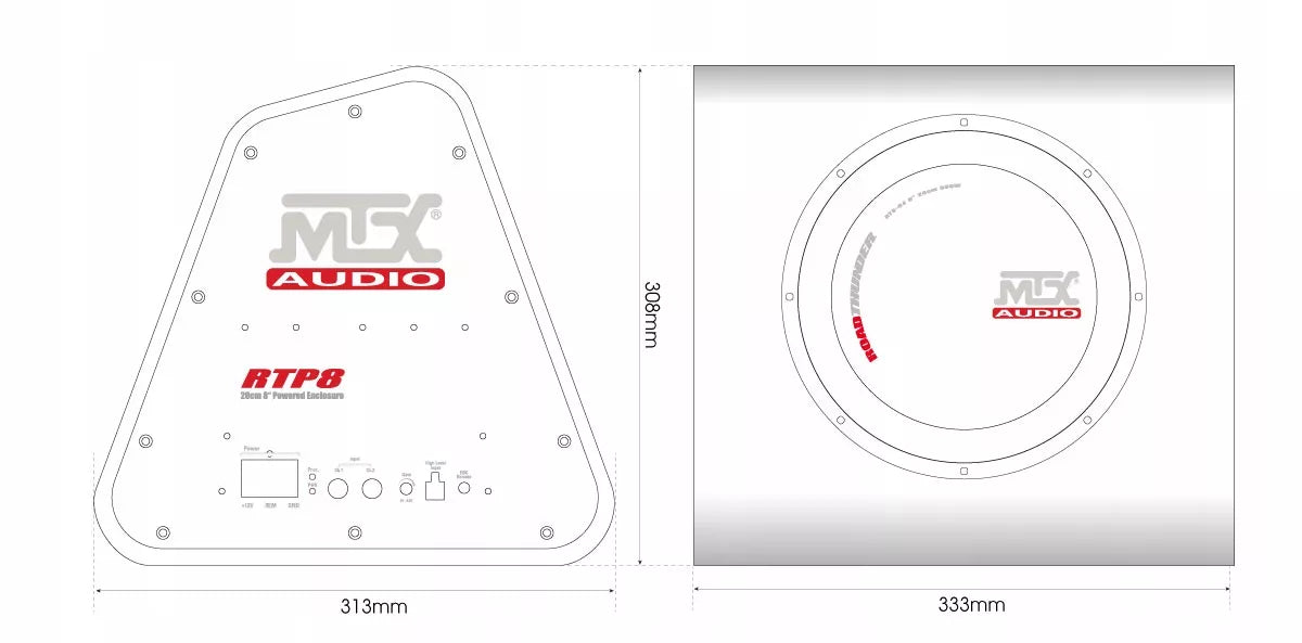 MTX Audio 20 cm aktyvus subwoofer – 360 W