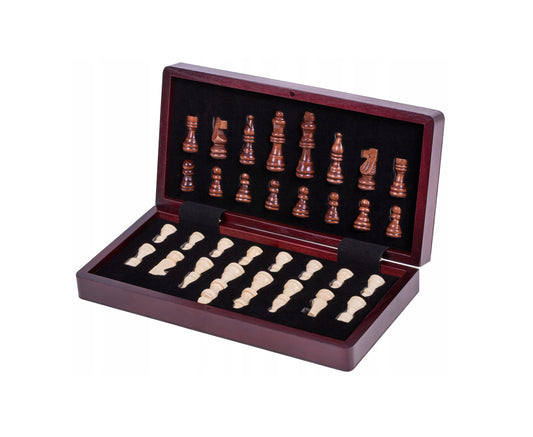 Magnetinė šachmatų lenta – medinė, 28,7 x 28,7 cm