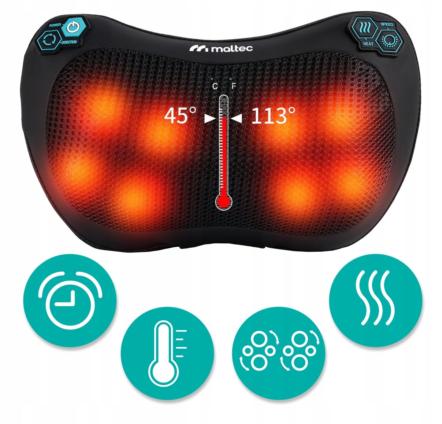 Masažuojanti pagalvė su šildymo funkcija – nugaros ir kaklo masažuoklis