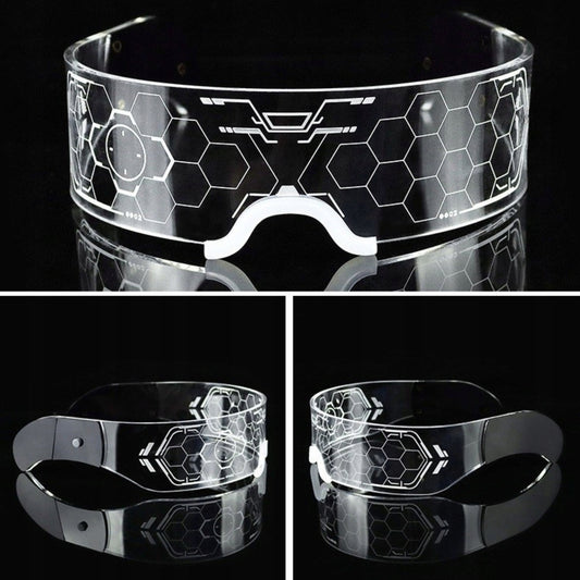 RGB LED akiniai, šviečiantys 7 spalvomis, vakarėliui, "Cyberpunk", neoniniai, festivaliui