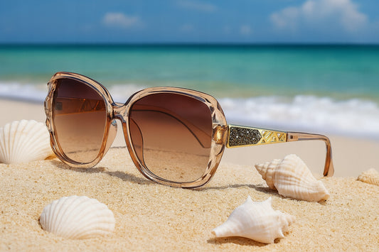 Saulės akiniai moterims poliarizuoti krištolai UV400 filtras dėklas