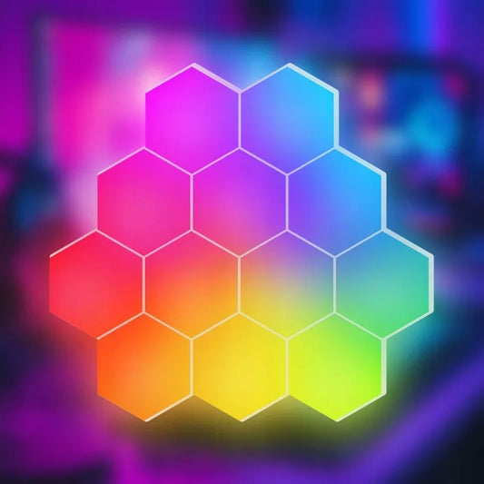 Žaidimų apšvietimas Hexagon Ambience LED RGB dekoracija su programėle ir pulteliu, 12 vnt.