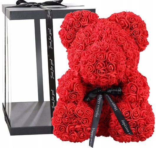 GRAŽI MEŠKUTĖ IŠ XXL ROŽIŲ 40CM DIDELĖ RAUDONA DOVANAI