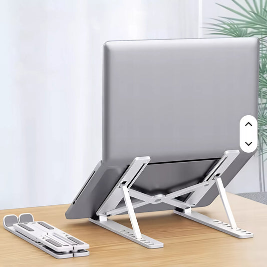 SUDEDAMAS STOVAS PLANŠETINIUI NEŠIOJAMAM KOMPIUTERIUI, TVIRTAS IR REGULIUOJAMAS, BALTAS