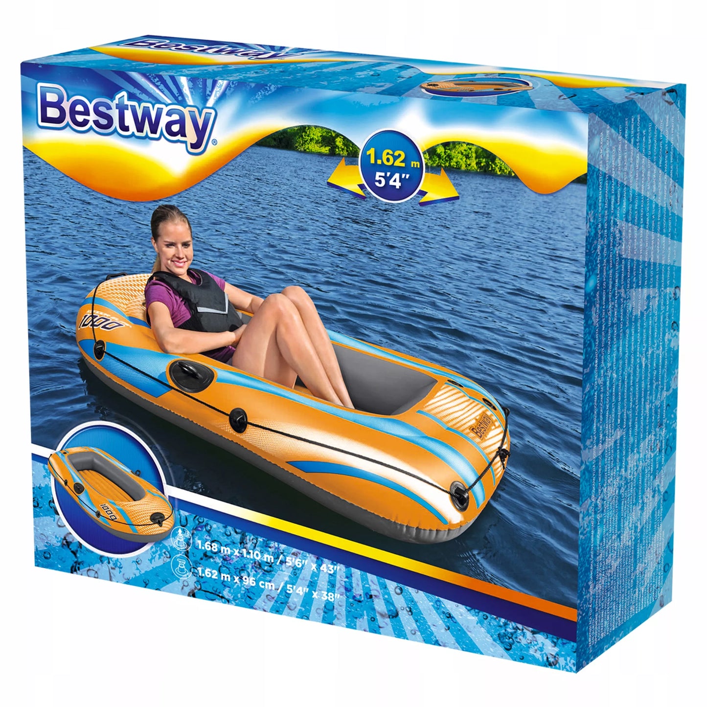 Pripučiama valtis 162 x 96 cm, skirta iki 80 kg svorio