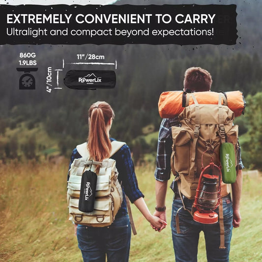 POWERLIX Ultralight Travel Camping Mat 198x58 cm Black