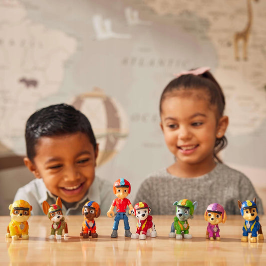 PAW PATROL Džiunglių šuniukų rinkinys iš 8 figūrėlių Ryderis + judantys šuneliai