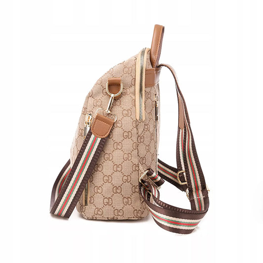 Miesto 2w1 moteriška kuprinė-rankinė su raštu rudos spalvos elegantiška