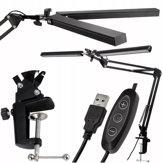 Dviguba LED stalinis braižybos šviestuvas, STIPRUS 8W, reguliuojamas 4000K