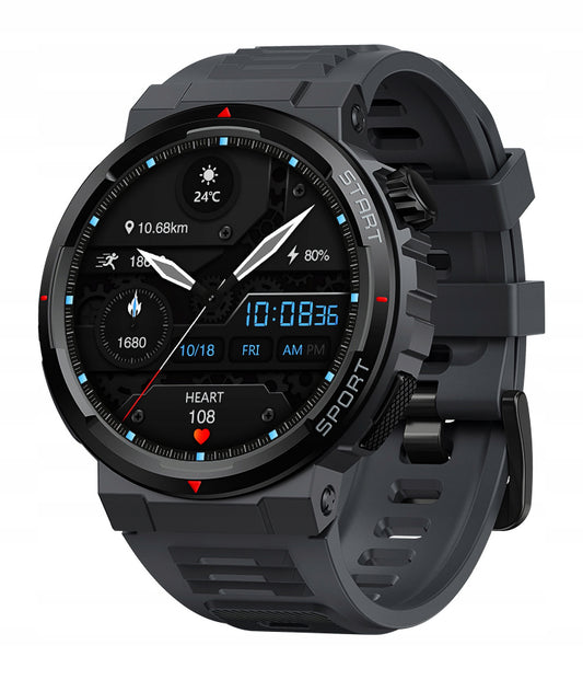 Išmanusis laikrodis moteriškas, vyriškas, atsparus vandeniui, su skambučiais, širdies ritmo matuokliu, juodas