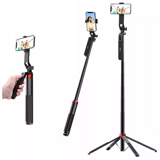 ULANZI MA09 Selfie Stick Tripod su Bluetooth nuotolinio valdymo pulteliu telefonui, GoPro kamerai