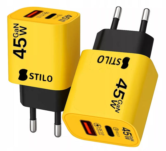 GaN greito įkrovimo įkroviklis 45W PD/QC su 65W C/Lightning laidu