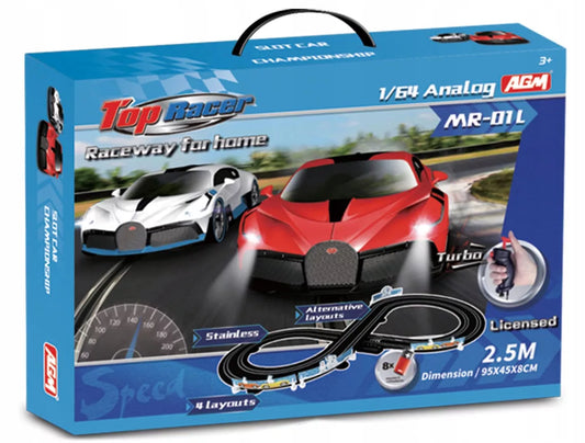 Lenktynių trasos automobilių rinkinys Bugatti 2,5 m 1:64 Coil