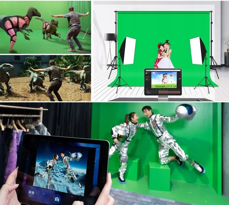 Žalias medžiaginis green screen fonas 3x2m