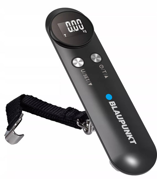 Rankinis kabantis kelioninis/bagažo svarstyklės su svorio limito nustatymo funkcija